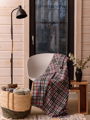 Плед BIO-LINE Флисовый 130x160 / PF130 (серая клетка) - 