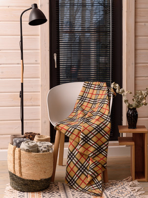Плед BIO-LINE Флисовый 130x160 / PF130 (песочная клетка) - 
