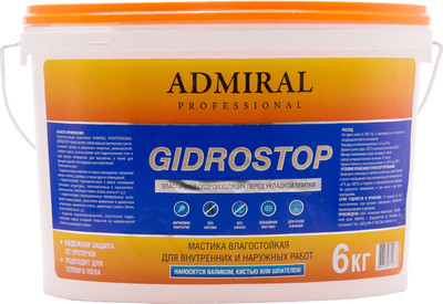 Гидроизоляционная мастика Admiral Gidrostop (6кг) - 