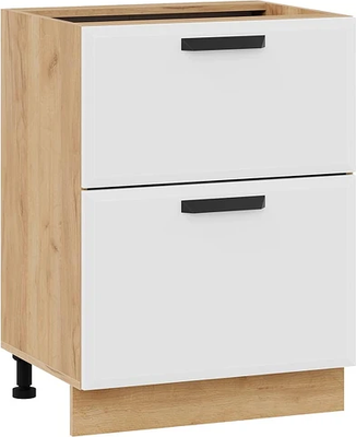 Шкаф-стол кухонный ТриЯ Тиана 1Н8Я2 с двумя ящиками (дуб крафт золотой/белый супермат) - 