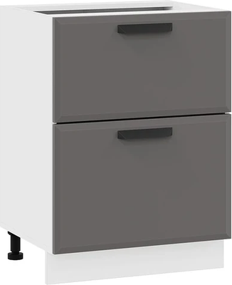 Шкаф-стол кухонный ТриЯ Тиана 1Н8Я2 с двумя ящиками (белый/асфальт супермат) - 