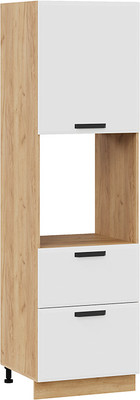 Шкаф-пенал кухонный ТриЯ Тиана 1П6Я2 с одной дверью и двумя ящиками (дуб крафт золотой/белый супермат) - 