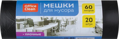 Пакеты для мусора OfficeClean Прочные 60л / 255799 (20шт, черный) - 