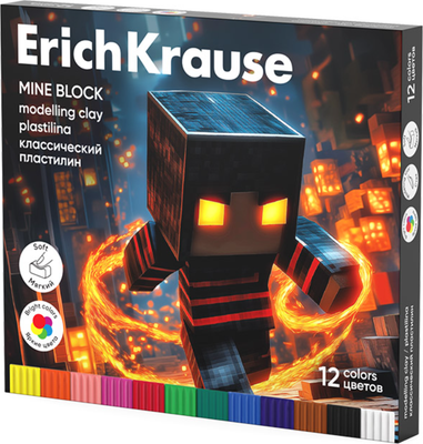 Пластилин Erich Krause Mine Block / 65201 (12цв) -