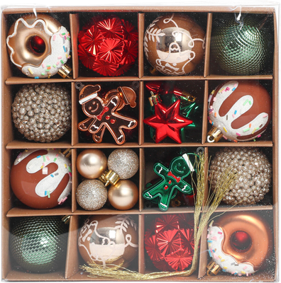 Набор шаров новогодних Золотая сказка 592590 (42шт, красный/бежевый/бирюзовый) - 