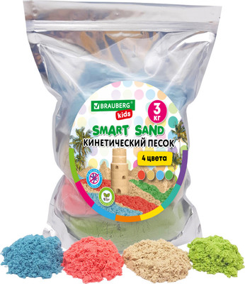 Кинетический песок Brauberg Kids / 666005 (3кг, 4цв) -