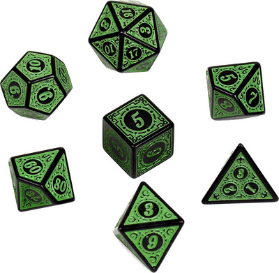Набор кубиков для настольной игры Время игры Дайсы для ДнД / 9889055 (7шт, зеленый) - 