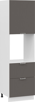 Шкаф-пенал кухонный ТриЯ Кимберли 1П6Я2 с одной дверью и двумя ящиками (белый/муссон) - 