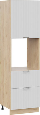 Шкаф-пенал кухонный ТриЯ Кимберли 1П6Я2 с одной дверью и двумя ящиками (дуб крафт золотой/сноу) - 