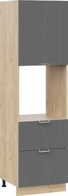 Шкаф-пенал кухонный ТриЯ Кимберли 1П6Я2 с одной дверью и двумя ящиками (дуб крафт золотой/титан) - 