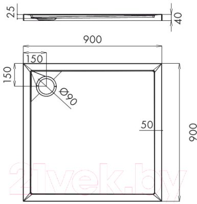 Душевой поддон Omnires Merton 90/K