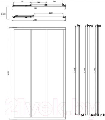 Душевой уголок Omnires Bronx S20A3 110 + 10P 80