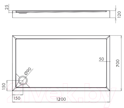 Душевой поддон Omnires Camden 70x120 P