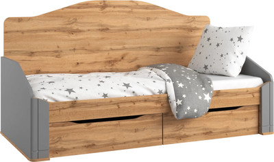 Кровать-тахта Involux Sale 90x200 с ящиками / км0144 (серый шифер/дуб натюрель) - 
