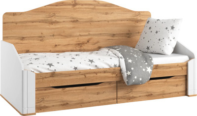 Кровать-тахта Involux Sale 90x200 с ящиками / км0144 (белый премиум/дуб натюрель) - 
