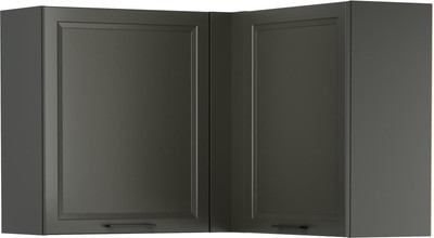 Шкаф навесной для кухни Олмеко Римини угловой  (диамант серый/белый/ПВХ графит/ПВХ графит) -