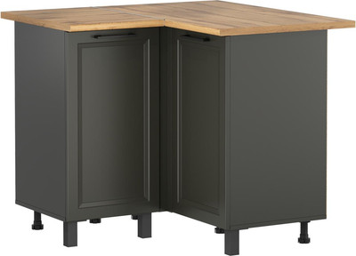 Шкаф-стол кухонный Олмеко Римини угловой (диамант серый/дуб вотан/белый/ПВХ графит) -