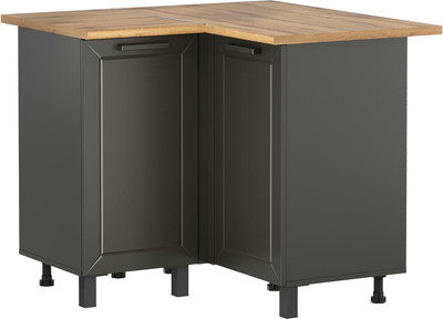 Шкаф-стол кухонный Олмеко Мадрид угловой (диамант серый/дуб вотан/белый/ПВХ графит) -