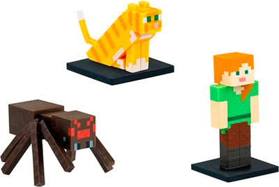 Набор фигурок коллекционных Minecraft Алекс, кот и паук / MC2021B -