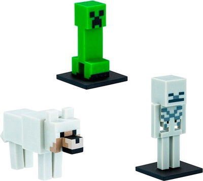 Набор фигурок коллекционных Minecraft Скелет, волк и зеленый крипер / MC2021C -