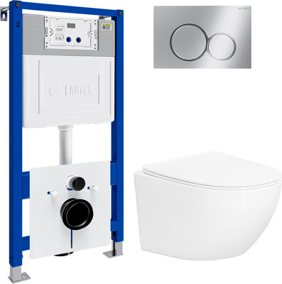 Инсталляция с подвесным унитазом Lauter Sulzdorf 21901001 + кнопка 219701E (белый с микролифтом) -
