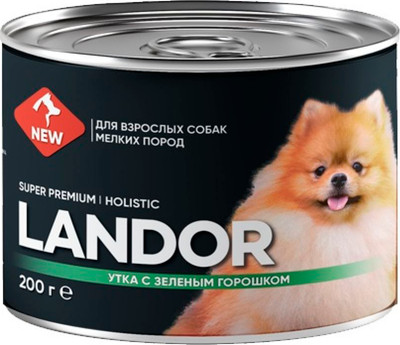 Влажный корм для собак Landor Для мелких пород с зеленым горошком / 2002228 (0.2кг) -