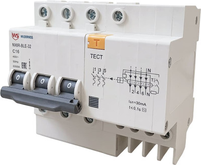 Дифференциальный автомат Wilderness NX6R-BLE-32 3P+N C10 30mA AC 6kA (R) / NX6RB-4-010C-030AC - 