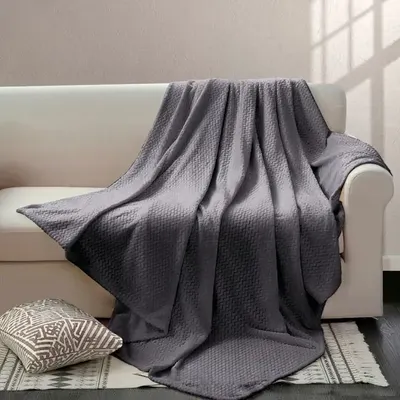 

Плед, Велсофт с тиснением Зигзаг Графит 18-3905