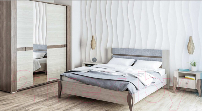 Двуспальная кровать Мебель-Неман Ирис МН-312-17 (ясень шимо светлый/ясеь шимо темный)
