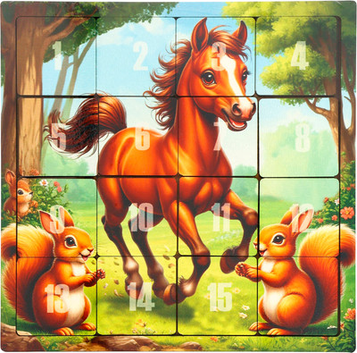 

Развивающая игра, Пятнашки. Лошадка с белочками / 10926619