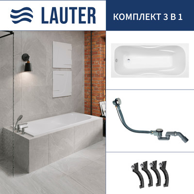 Ванна чугунная Lauter Regina 21014171 / 170x80 с сифоном 21Y32000 (хром) -