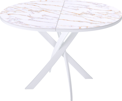 Обеденный стол Kenner R1100s (белый/керамика мрамор белый глянец) -