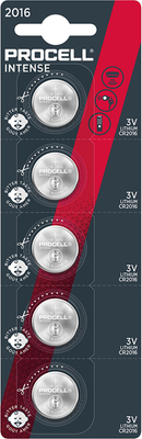 Комплект батареек Procell CR2016 Intense Lithium 3V (5шт) - 