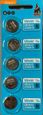 Комплект батареек Vinnic CR1612-C5 Lithium 3V (5шт) - 