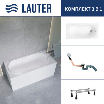 Ванна акриловая Lauter Celeste 170x75 / 21060075 (с ножками и сифоном 21Y11020 хром) -