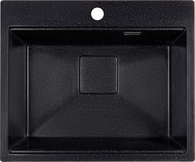 Мойка кухонная Marblan Comfort 60 (черный, с сифоном и колландером) - 