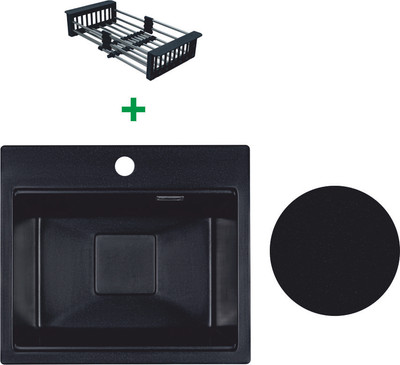 Мойка кухонная Marblan Comfort 48 (оникс, с сифоном и колландером) - 