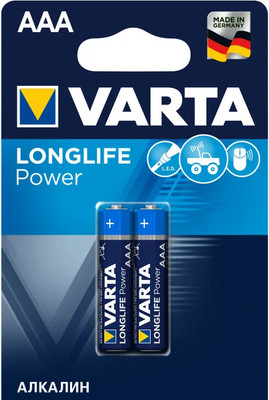 Комплект батареек Varta Longlife Power AAA/LR03 Alkaline 1.5V / 4903 121 412 (2шт) - 