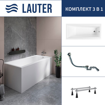 Ванна акриловая Lauter Versailles 150x75 / 21070050 (с ножками и сифоном 21Y32000 хром) - 