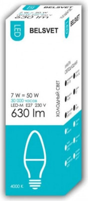 Лампа Belsvet LED-M C37 7 W 4000 К Е27 -