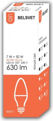 Лампа Belsvet LED-M C37 7 W 3000 К Е27 -