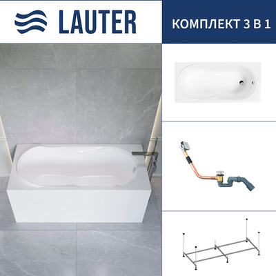 Ванна акриловая Lauter Celeste 160x70 / 21060060 (с каркасом и сифоном 21Y11010 хром) -