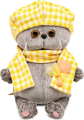 

Мягкая игрушка, Кот Басик Baby в берете и шарфе в клетку / 10870428