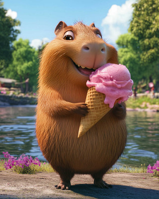 Набор алмазной вышивки Феникс+ Капибара с мороженым / 71351 -