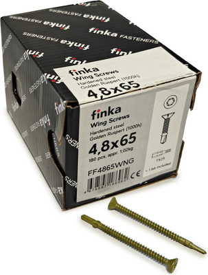 Шуруп Finka Wing Screws С крыльчаткой флюгель 4.8x65 со сверлом TORX25 (180шт, Golden Ruspert) -