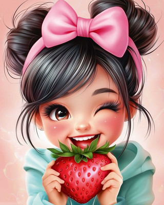 Набор алмазной вышивки Феникс+ Девочка с клубникой / 71338 -