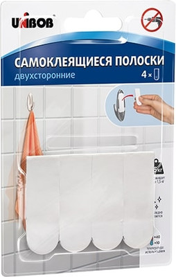 Набор двухсторонних клеящихся полосок Unibob 49003 (4шт, белый) -