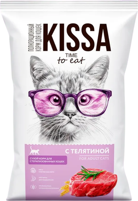 Сухой корм для кошек Kissa для cтерилизованных кошек с телятиной (10кг) -