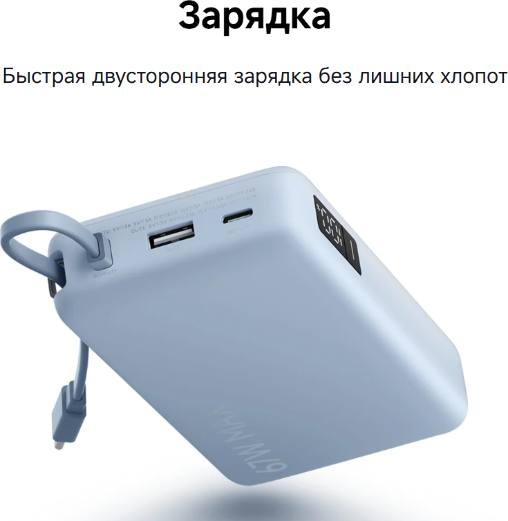 Портативное зарядное устройство Xiaomi 67W Power Bank 20000mAh / BHR08O8GL (ледяной голубой) — фото 5