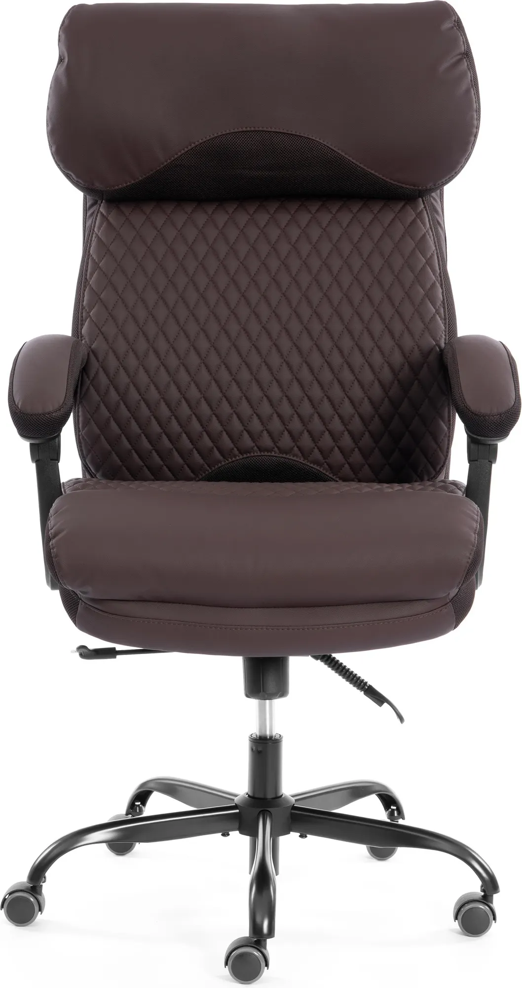 Кресло офисное Tetchair Chief metalBL кожзам/ткань (коричневый/коричневый стеганный) — фото 6